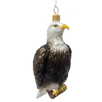 Pinnacle Peak Trading Bald Eagle Bird Polish Glass Christmas Tree Ornament