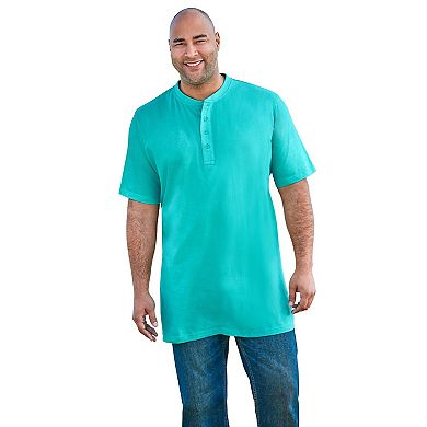 KingSize Men's Big & Tall Shrink-Less Longer Length Lightweight Henley T-Shirt