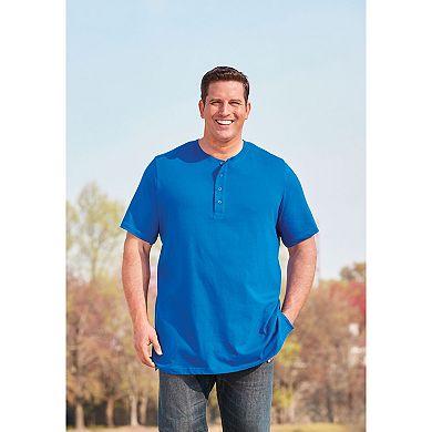 KingSize Men's Big & Tall Shrink-Less Longer Length Lightweight Henley T-Shirt