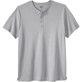 Kingsize Men's Big & Tall Shrink-less Longer Length Lightweight Henley T-shirt
