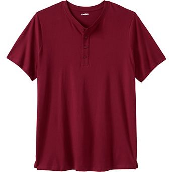 Kingsize Men's Big & Tall Shrink-less Longer Length Lightweight Henley T-shirt