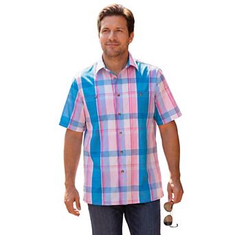 KingSize Men's Big & Tall Wrinkle-Resistant Short Sleeve Button Down, Printed