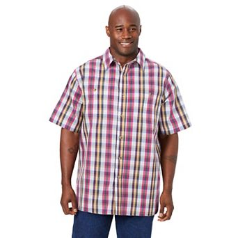 KingSize Men's Big & Tall Wrinkle-Resistant Short Sleeve Button Down, Printed