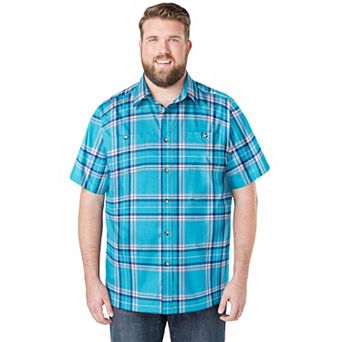 KingSize Men's Big & Tall Wrinkle-Resistant Short Sleeve Button Down, Printed