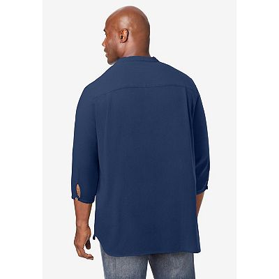3 4 sleeve dress shirts mens Iytr Men Dress Shirts 3/4 Length Sleeve Tops Casual Button V Neck Henley Pullover Wedding Work Dress Shirts for Men (Sky Blue,XXL), Men's, Size: 2XL