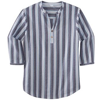KingSize Men's Big & Tall Gauze Mandarin Collar 3/4 Sleeve Shirt