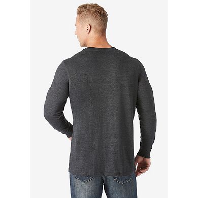Kingsize Men's Big & Tall Shrink-less Lightweight Long-sleeve Crewneck Pocket T-shirt