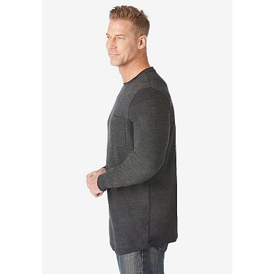 Kingsize Men's Big & Tall Shrink-less Lightweight Long-sleeve Crewneck Pocket T-shirt