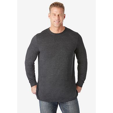 Kingsize Men's Big & Tall Shrink-less Lightweight Long-sleeve Crewneck Pocket T-shirt