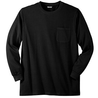 Kingsize Men's Big & Tall Shrink-less Lightweight Long-sleeve Crewneck Pocket T-shirt