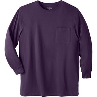 KingSize Men's Big & Tall Shrink-Less Lightweight Long-Sleeve Crewneck Pocket T-Shirt