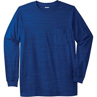 KingSize Men's Big & Tall Shrink-Less Lightweight Long-Sleeve Crewneck Pocket T-Shirt