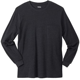 KingSize Men's Big & Tall Shrink-Less Lightweight Long-Sleeve Crewneck Pocket T-Shirt