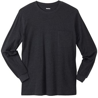 Kingsize Men's Big & Tall Shrink-less Lightweight Long-sleeve Crewneck Pocket T-shirt