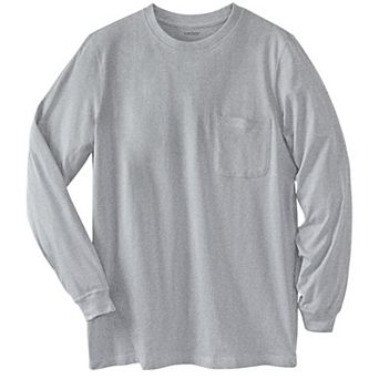 Kingsize Men's Big & Tall Shrink-less Lightweight Long-sleeve Crewneck Pocket T-shirt