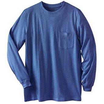 Kingsize Men's Big & Tall Shrink-less Lightweight Long-sleeve Crewneck Pocket T-shirt