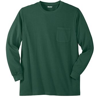 Kingsize Men's Big & Tall Shrink-less Lightweight Long-sleeve Crewneck Pocket T-shirt