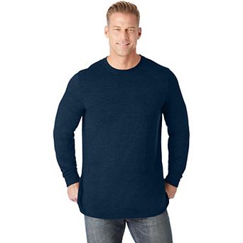 Kingsize Men's Big & Tall Shrink-less Lightweight Long-sleeve Crewneck Pocket T-shirt