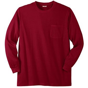 KingSize Men's Big & Tall Shrink-Less Lightweight Long-Sleeve Crewneck Pocket T-Shirt