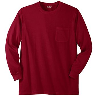 Kingsize Men's Big & Tall Shrink-less Lightweight Long-sleeve Crewneck Pocket T-shirt