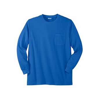 Kingsize Men's Big & Tall Shrink-less Lightweight Long-sleeve Crewneck Pocket T-shirt