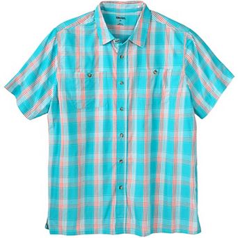 KingSize Men's Big & Tall Plaid Wrinkle-Resistant Short Sleeve Button Down