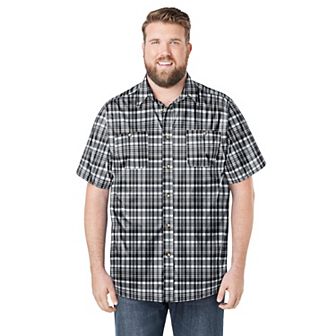 KingSize Men's Big & Tall Plaid Wrinkle-Resistant Short Sleeve Button Down