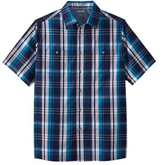 KingSize Men's Big & Tall Plaid Wrinkle-Resistant Short Sleeve Button Down