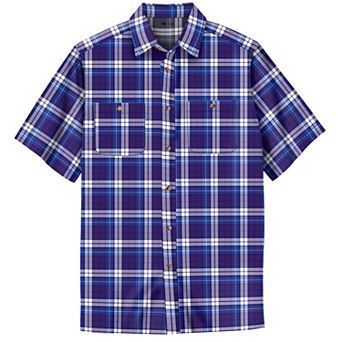 KingSize Men's Big & Tall Plaid Wrinkle-Resistant Short Sleeve Button Down