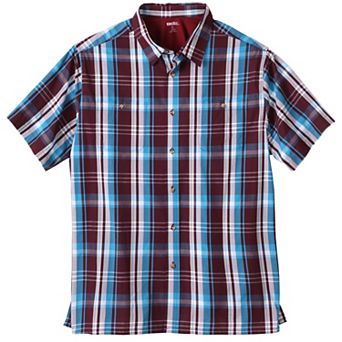 KingSize Men's Big & Tall Plaid Wrinkle-Resistant Short Sleeve Button Down