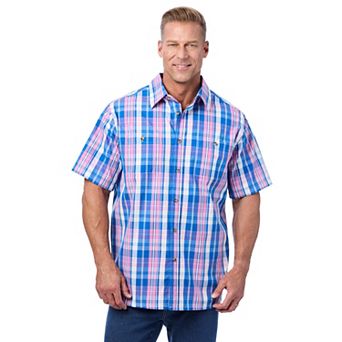 KingSize Men's Big & Tall Plaid Wrinkle-Resistant Short Sleeve Button Down