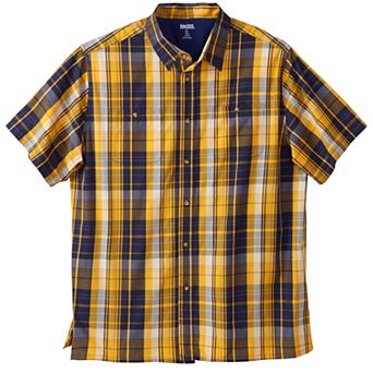 KingSize Men's Big & Tall Plaid Wrinkle-Resistant Short Sleeve Button Down