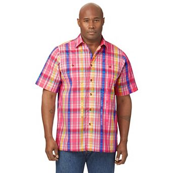 KingSize Men's Big & Tall Short-Sleeve Plaid Shirt