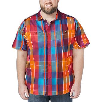 KingSize Men's Big & Tall Plaid Wrinkle-Resistant Short Sleeve Button Down