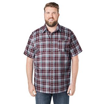 KingSize Men's Big & Tall Plaid Wrinkle-Resistant Short Sleeve Button Down