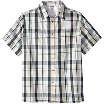KingSize Men's Big & Tall Plaid Wrinkle-Resistant Short Sleeve Button Down