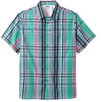 KingSize Men's Big & Tall Plaid Wrinkle-Resistant Short Sleeve Button Down