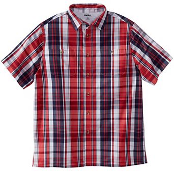 KingSize Men's Big & Tall Plaid Wrinkle-Resistant Short Sleeve Button Down