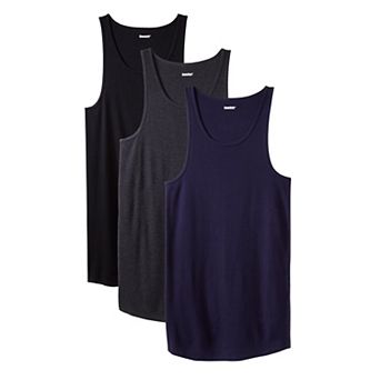 KingSize Men's Big & Tall 3-Pack Ribbed Cotton Tank Undershirt