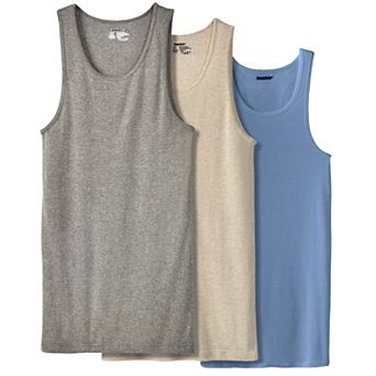 KingSize Men's Big & Tall 3-Pack Ribbed Cotton Tank Undershirt