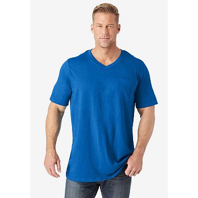 Kingsize Men's Big & Tall Shrink-less Lightweight Longer-length V-neck T-shirt