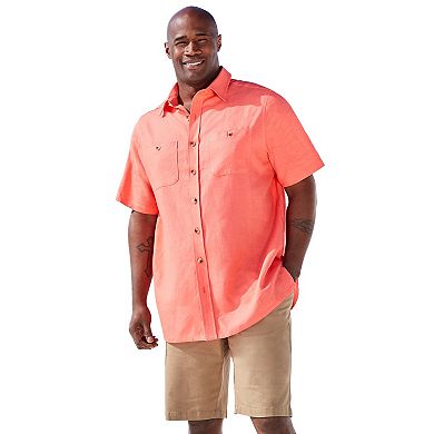 KingSize Men's Big & Tall Short-Sleeve Linen Shirt
