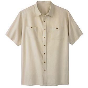 Kingsize Men's Big & Tall Short-sleeve Linen Shirt