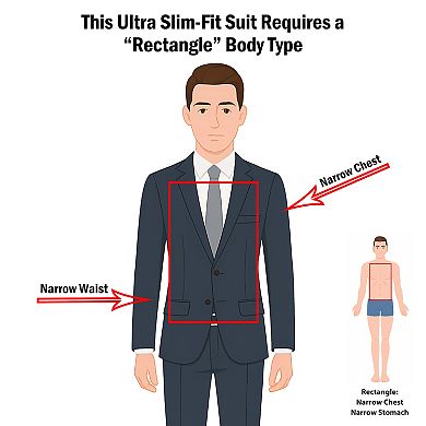 Men's Ultra Slim-Fit 3pc Suit w/ Expandable Waistband