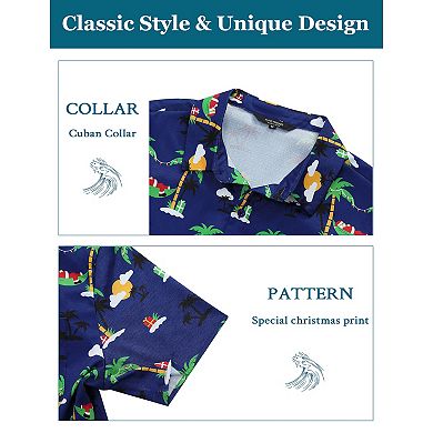 Men's Christmas Hawaiian Shirts Button Down Ugly X-mas Christmas Vacation Short Sleeve Shirts