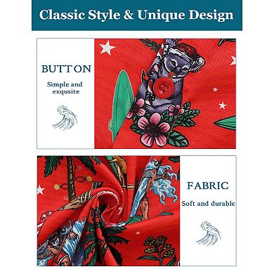 Men's Christmas Hawaiian Shirts Button Down Ugly X-mas Christmas Vacation Short Sleeve Shirts