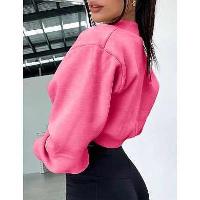 Women's Bolero Sweater Shrugs Y2k Open Front Workout Sweatshirt Long Sleeve Crop Tops