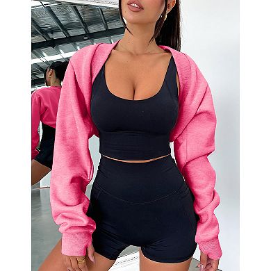 Women's Bolero Sweater Shrugs Y2k Open Front Workout Sweatshirt Long Sleeve Crop Tops