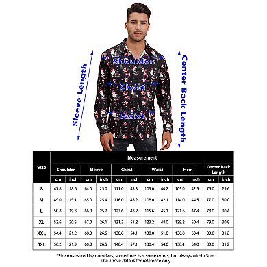 Men's Christmas Hawaiian Shirts Button Down Ugly X-mas Christmas Vacation Long Sleeve Shirts