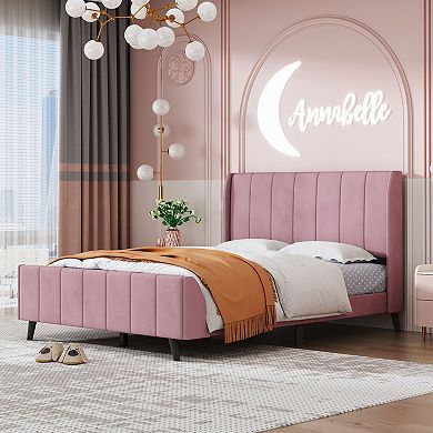 Merax Luxurious Velvet Upholstered Platform Bed